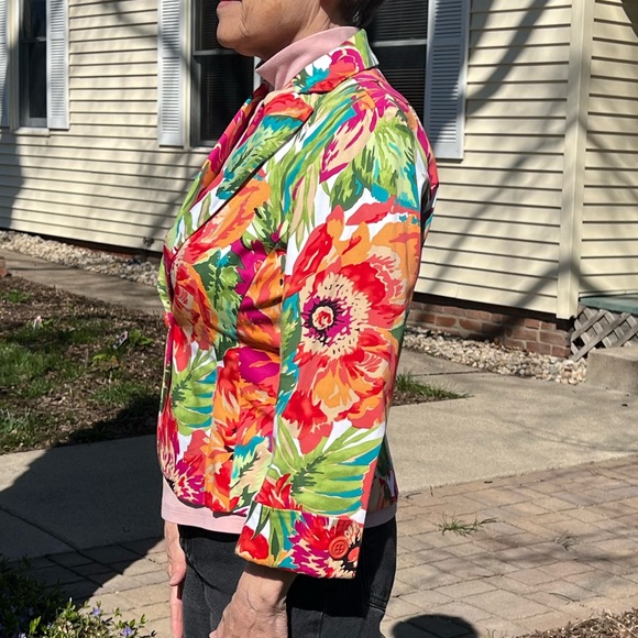 Bandolino Bright Floral 3/4 Sleeve One Button Blazer SZ 8! EUC! - Picture 6 of 16